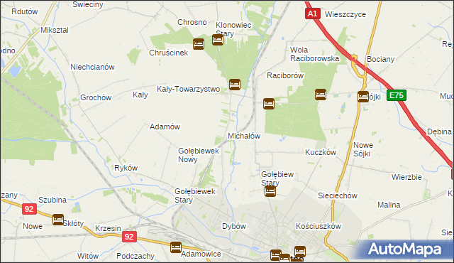 mapa Michałów gmina Kutno, Michałów gmina Kutno na mapie Targeo