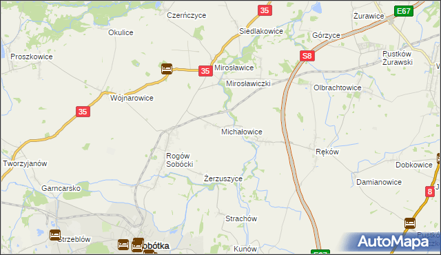 mapa Michałowice gmina Sobótka, Michałowice gmina Sobótka na mapie Targeo