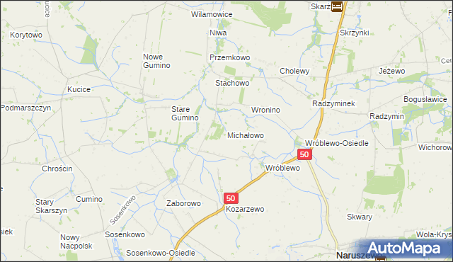mapa Michałowo gmina Naruszewo, Michałowo gmina Naruszewo na mapie Targeo