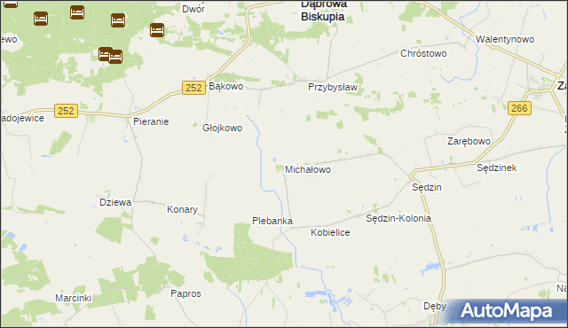 mapa Michałowo gmina Zakrzewo, Michałowo gmina Zakrzewo na mapie Targeo