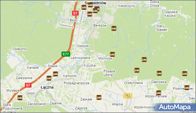mapa Michniów, Michniów na mapie Targeo