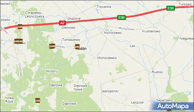 mapa Michorzewko, Michorzewko na mapie Targeo