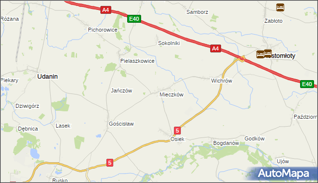 mapa Mieczków gmina Kostomłoty, Mieczków gmina Kostomłoty na mapie Targeo