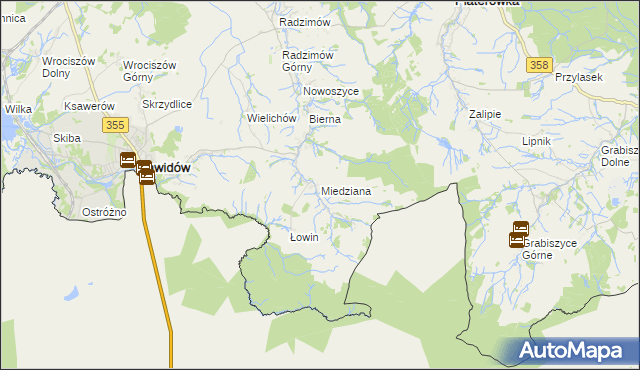 mapa Miedziana gmina Sulików, Miedziana gmina Sulików na mapie Targeo