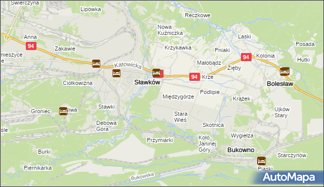 mapa Międzygórze gmina Bolesław, Międzygórze gmina Bolesław na mapie Targeo
