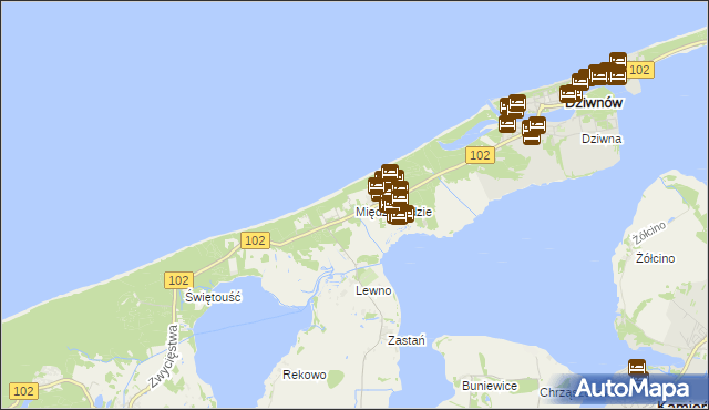 mapa Międzywodzie, Międzywodzie na mapie Targeo