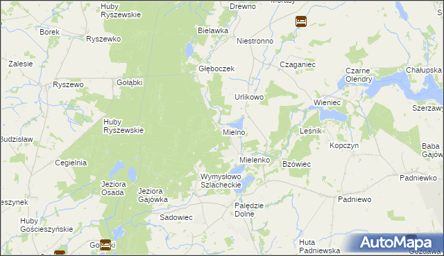mapa Mielno gmina Mogilno, Mielno gmina Mogilno na mapie Targeo