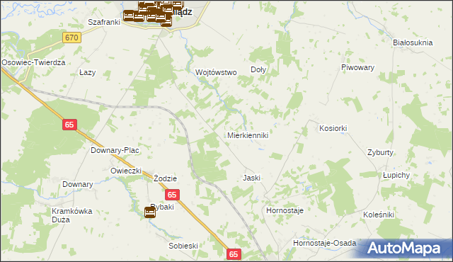 mapa Mierkienniki, Mierkienniki na mapie Targeo