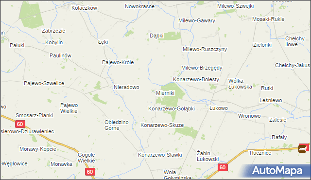 mapa Mierniki, Mierniki na mapie Targeo