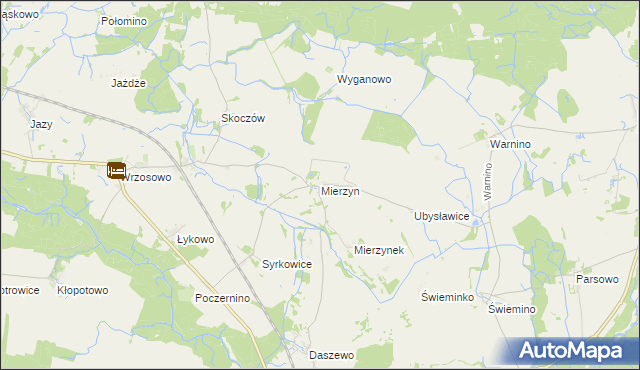 mapa Mierzyn gmina Karlino, Mierzyn gmina Karlino na mapie Targeo