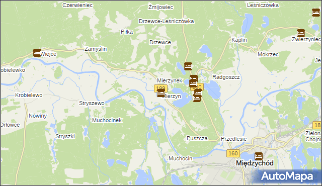 mapa Mierzyn gmina Międzychód, Mierzyn gmina Międzychód na mapie Targeo