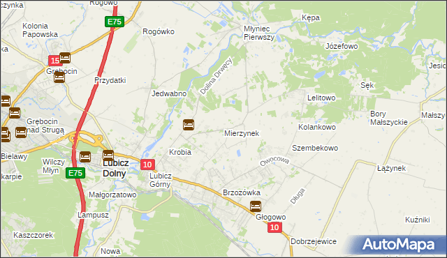 mapa Mierzynek gmina Lubicz, Mierzynek gmina Lubicz na mapie Targeo