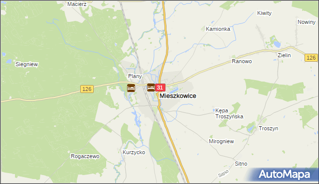 mapa Mieszkowice powiat gryfiński, Mieszkowice powiat gryfiński na mapie Targeo