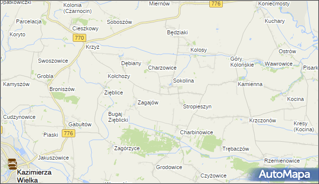 mapa Mikołajów gmina Czarnocin, Mikołajów gmina Czarnocin na mapie Targeo