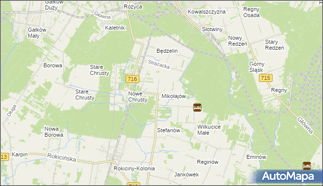 mapa Mikołajów gmina Rokiciny, Mikołajów gmina Rokiciny na mapie Targeo