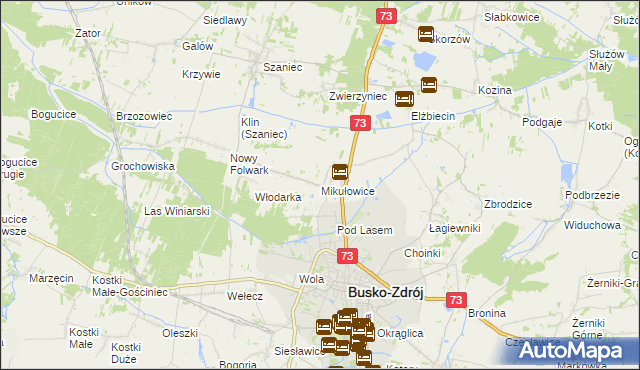 mapa Mikułowice gmina Busko-Zdrój, Mikułowice gmina Busko-Zdrój na mapie Targeo