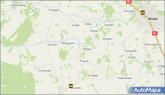 mapa Milewo gmina Trzcianne, Milewo gmina Trzcianne na mapie Targeo