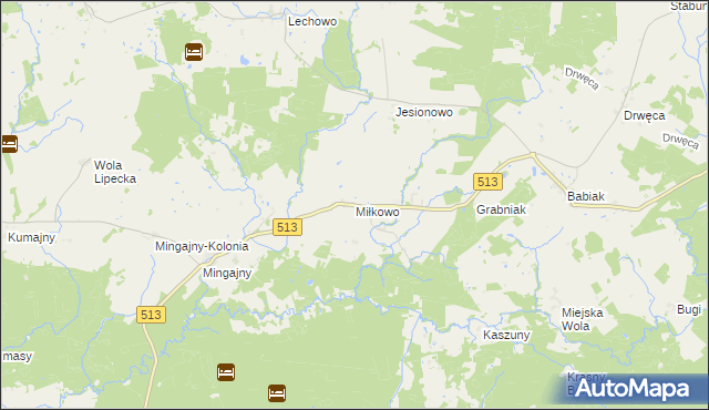 mapa Miłkowo gmina Orneta, Miłkowo gmina Orneta na mapie Targeo
