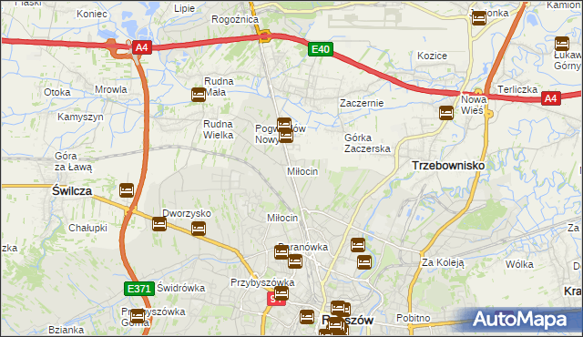 mapa Miłocin gmina Głogów Małopolski, Miłocin gmina Głogów Małopolski na mapie Targeo