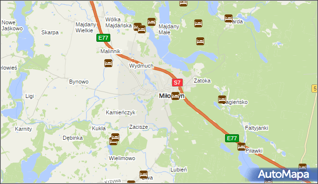 mapa Miłomłyn, Miłomłyn na mapie Targeo