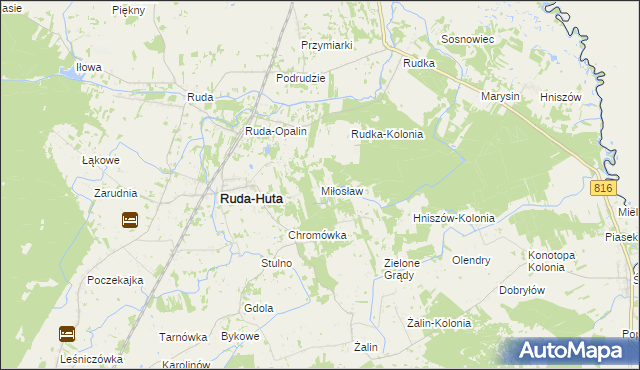 mapa Miłosław gmina Ruda-Huta, Miłosław gmina Ruda-Huta na mapie Targeo