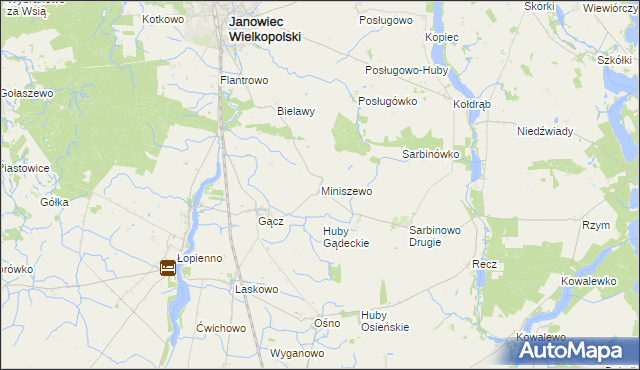 mapa Miniszewo, Miniszewo na mapie Targeo