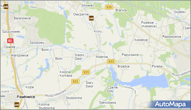 mapa Mizerów, Mizerów na mapie Targeo