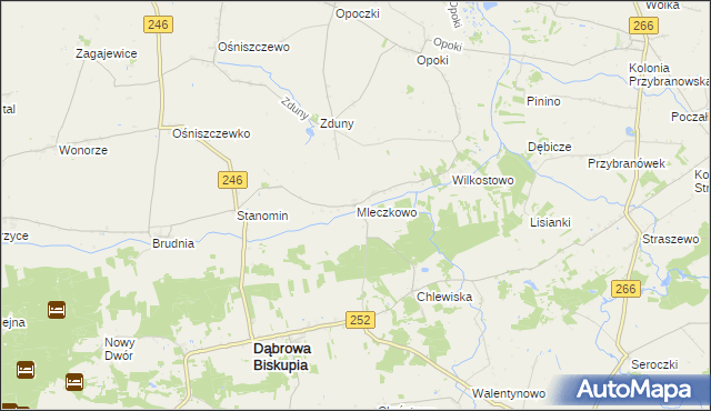mapa Mleczkowo gmina Dąbrowa Biskupia, Mleczkowo gmina Dąbrowa Biskupia na mapie Targeo