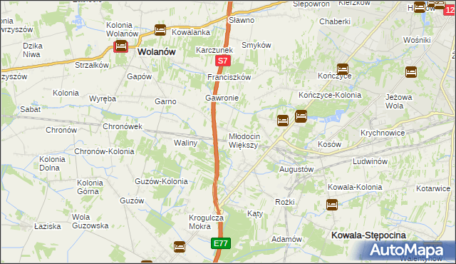 mapa Młodocin Większy, Młodocin Większy na mapie Targeo