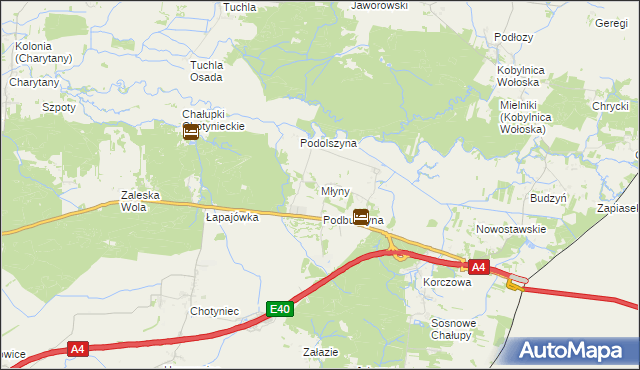 mapa Młyny gmina Radymno, Młyny gmina Radymno na mapie Targeo