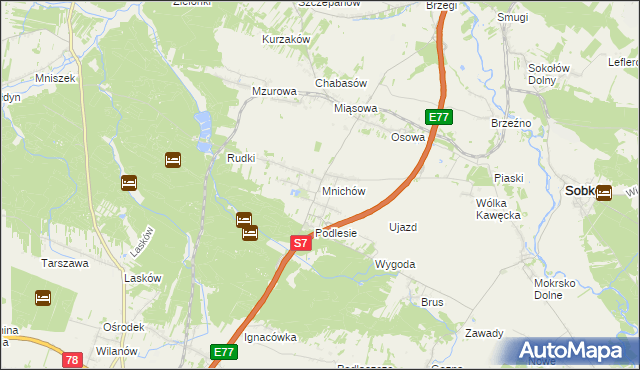 mapa Mnichów gmina Jędrzejów, Mnichów gmina Jędrzejów na mapie Targeo