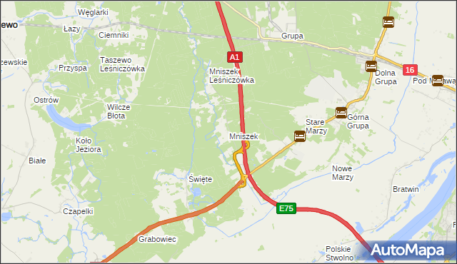 mapa Mniszek gmina Dragacz, Mniszek gmina Dragacz na mapie Targeo