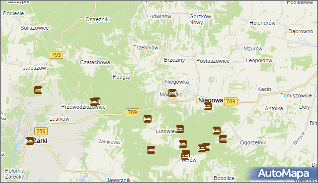 mapa Moczydło gmina Niegowa, Moczydło gmina Niegowa na mapie Targeo