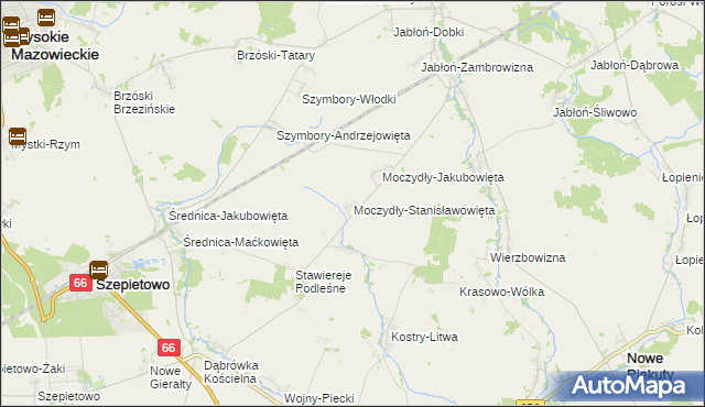 mapa Moczydły-Stanisławowięta, Moczydły-Stanisławowięta na mapie Targeo