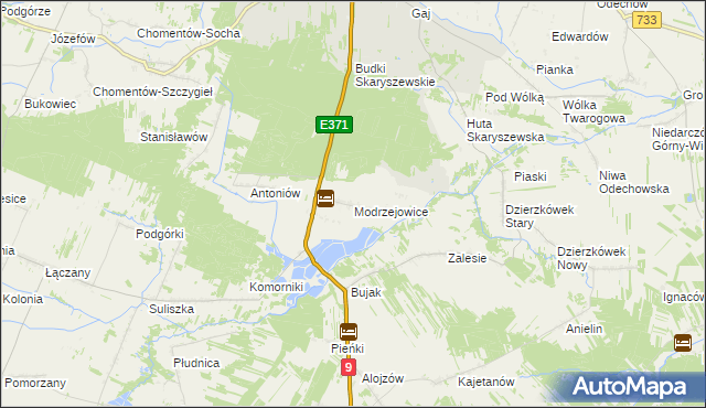 mapa Modrzejowice, Modrzejowice na mapie Targeo