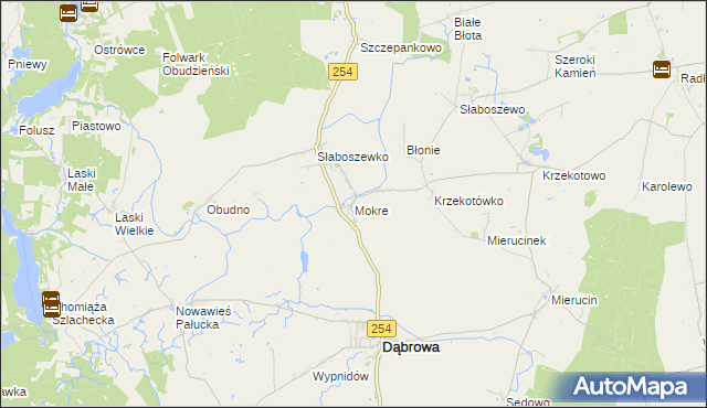 mapa Mokre gmina Dąbrowa, Mokre gmina Dąbrowa na mapie Targeo