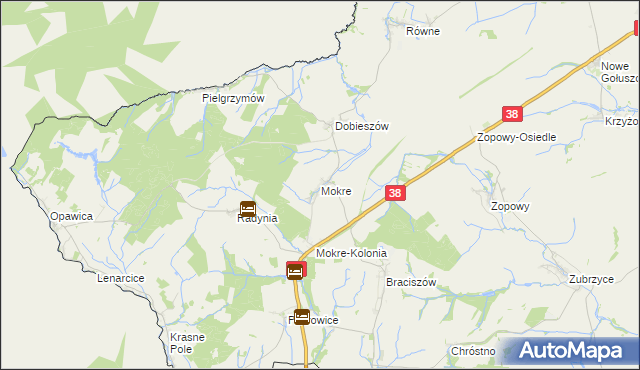 mapa Mokre gmina Głubczyce, Mokre gmina Głubczyce na mapie Targeo