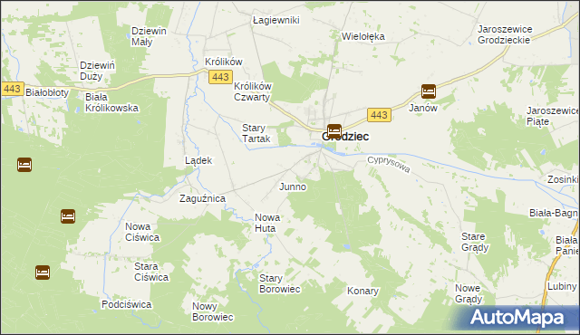 mapa Mokre gmina Grodziec, Mokre gmina Grodziec na mapie Targeo