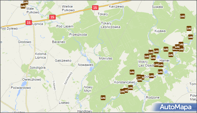 mapa Mokry Las gmina Golub-Dobrzyń, Mokry Las gmina Golub-Dobrzyń na mapie Targeo