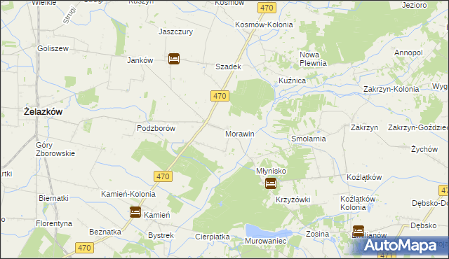 mapa Morawin gmina Ceków-Kolonia, Morawin gmina Ceków-Kolonia na mapie Targeo