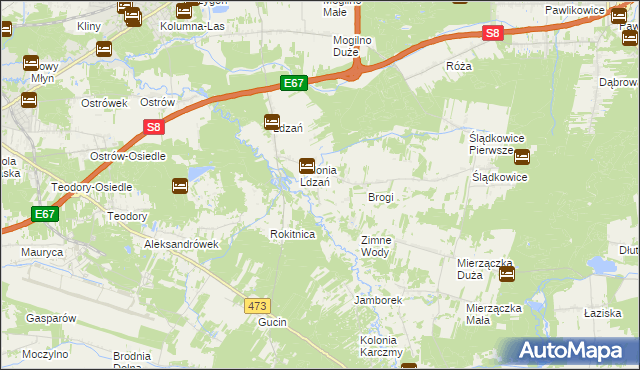 mapa Morgi gmina Dobroń, Morgi gmina Dobroń na mapie Targeo