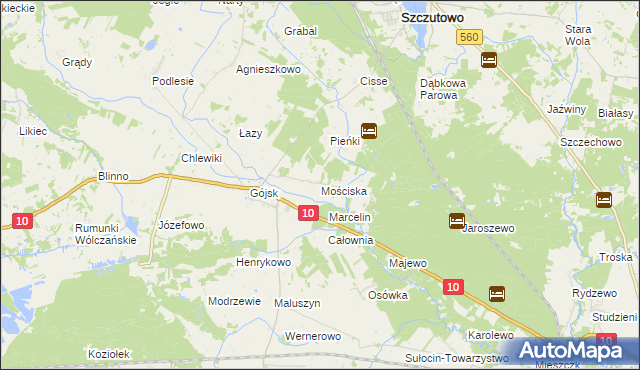 mapa Mościska gmina Szczutowo, Mościska gmina Szczutowo na mapie Targeo