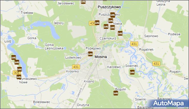 mapa Mosina powiat poznański, Mosina powiat poznański na mapie Targeo