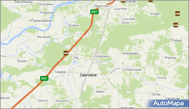 mapa Mostówka gmina Zabrodzie, Mostówka gmina Zabrodzie na mapie Targeo