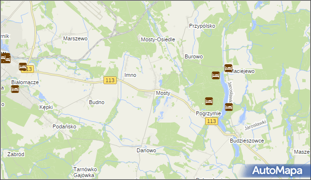 mapa Mosty gmina Goleniów, Mosty gmina Goleniów na mapie Targeo