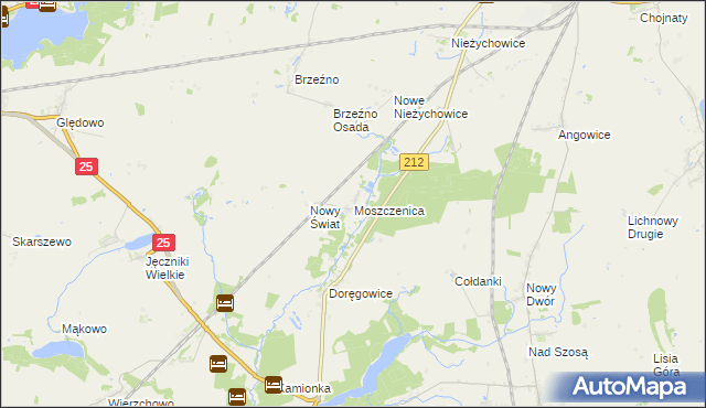 mapa Moszczenica gmina Chojnice, Moszczenica gmina Chojnice na mapie Targeo