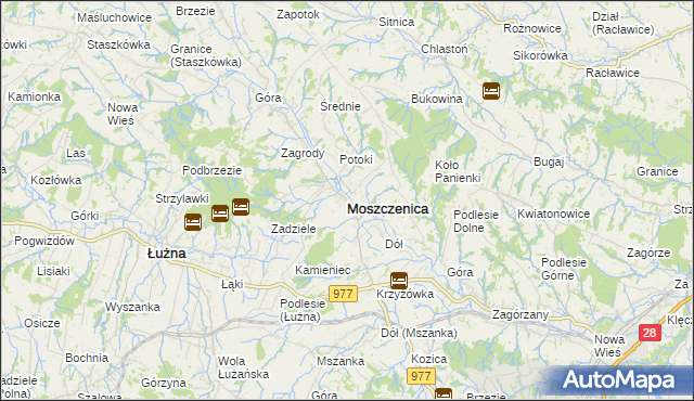 mapa Moszczenica powiat gorlicki, Moszczenica powiat gorlicki na mapie Targeo