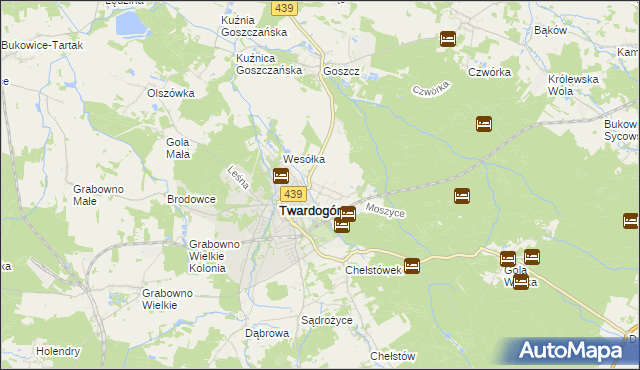 mapa Moszyce, Moszyce na mapie Targeo