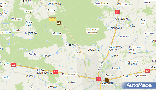 mapa Motorzyny, Motorzyny na mapie Targeo