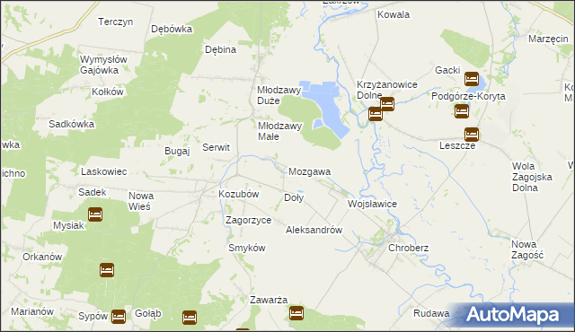 mapa Mozgawa, Mozgawa na mapie Targeo